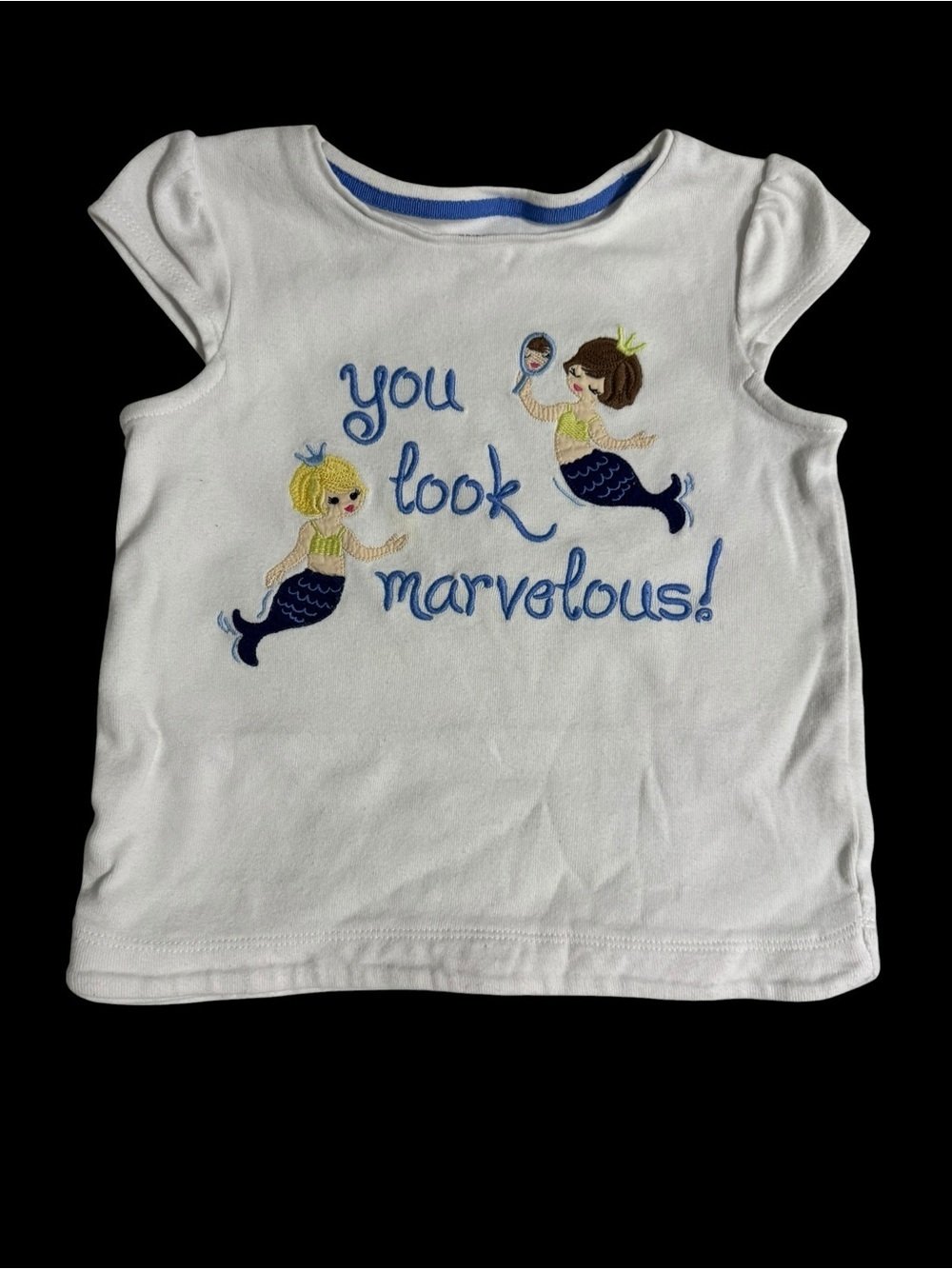 Gymboree White Girls' Mermaid Graphic Tank Top with Blue Accents